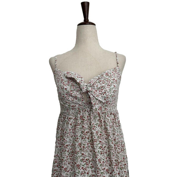 Lulus Decidedly Adorable Floral Tie Front Tiered Midi Dress Cottagecore S NWT - Picture 3 of 8